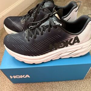 Hoka Black and White Athletic Shoes